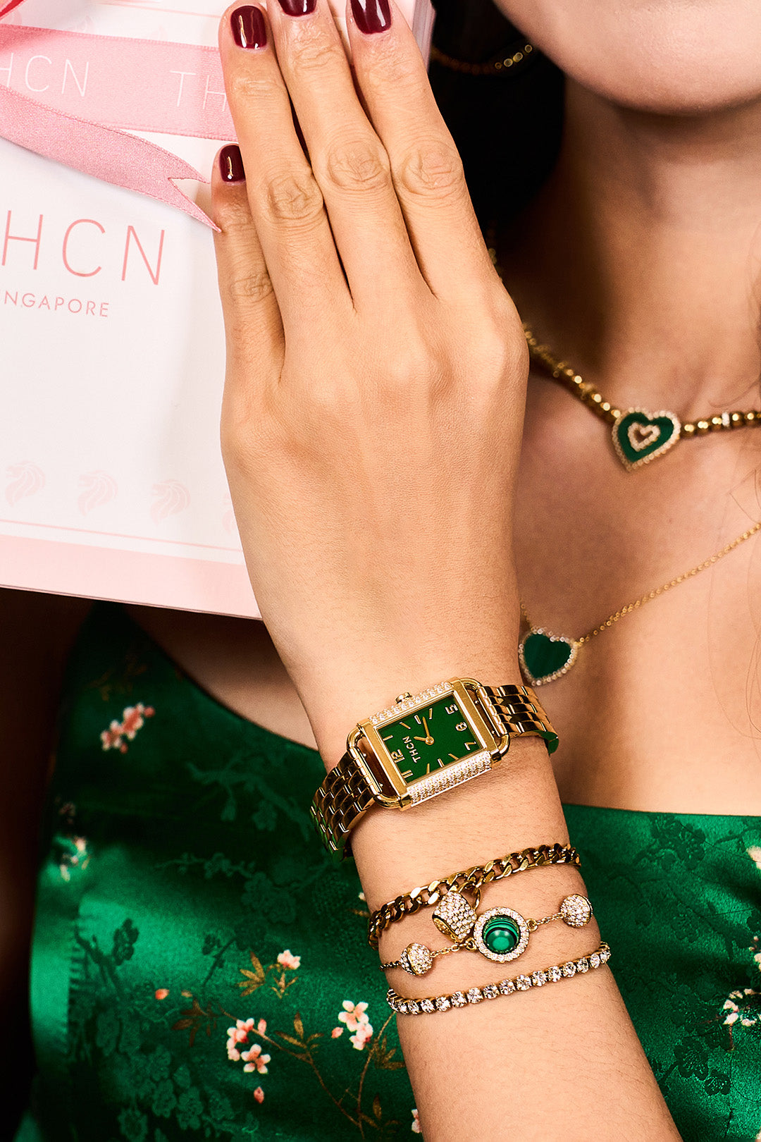 Eggshell Gold Bracelet Watch with Two Bracelets Gift Set