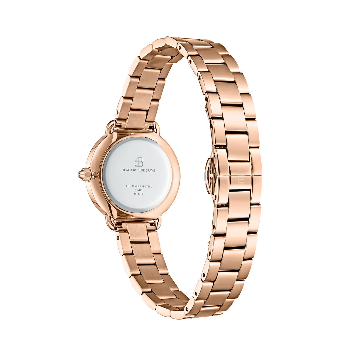 Lucky Star 28mm Champagne Crystal Dial Rosegold Bracelet Watch - 4B2713 - Back side - Black By Blue Brave