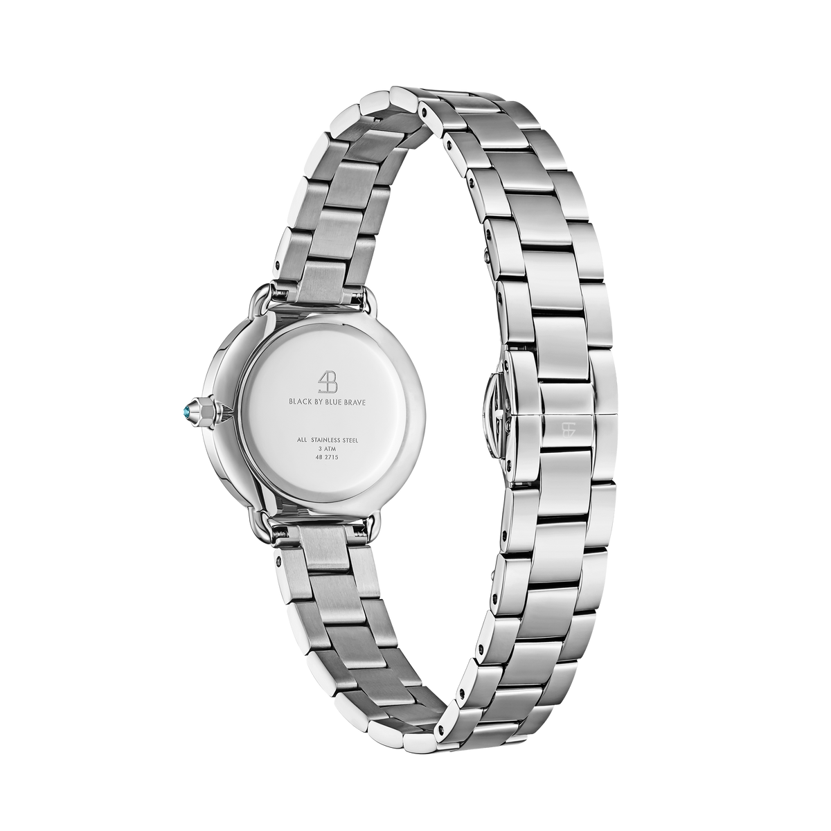 Lucky Star 28mm Blue Crystal Dial Silver Bracelet Watch - 4B2717 - Back side - Black By Blue Brave