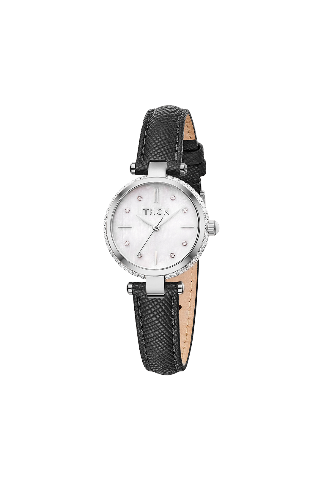 THCN T· I Mother-of-Pearl Dial Black Leather Strap Watch