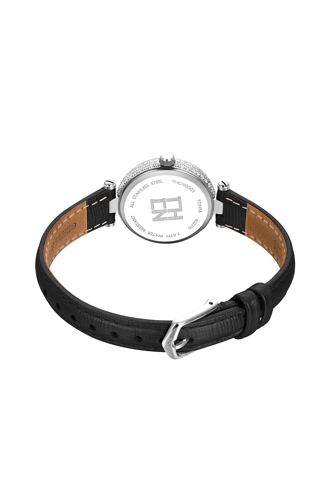THCN T· I Mother-of-Pearl Dial Black Leather Strap Watch