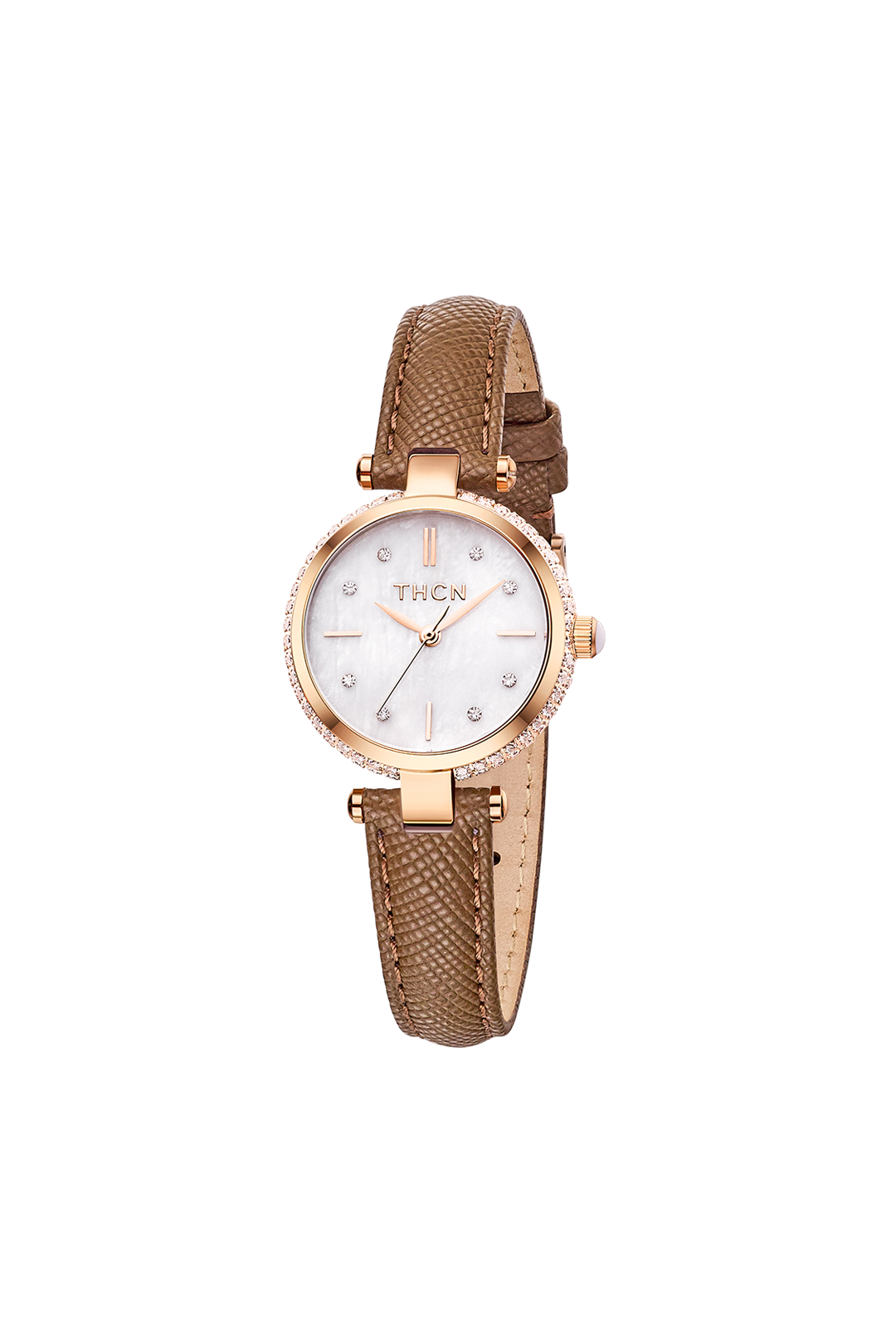 THCN T· I Mother-of-Pearl Dial Brown Leather Strap Watch