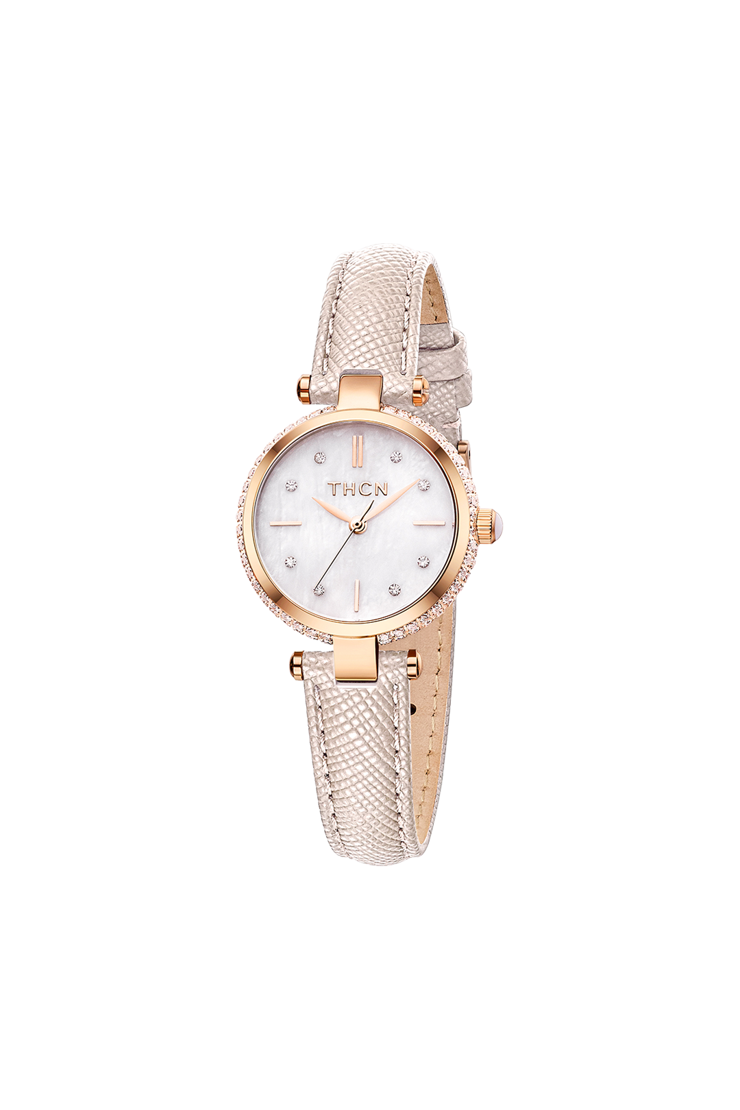 THCN T· I Mother-of-Pearl Dial Ivory Leather Strap Watch