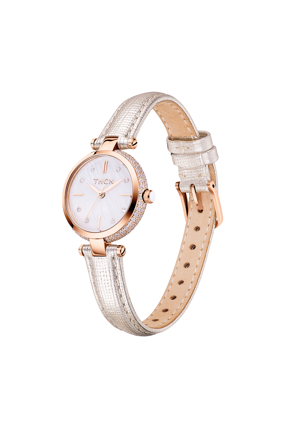 THCN T· I Mother-of-Pearl Dial Ivory Leather Strap Watch