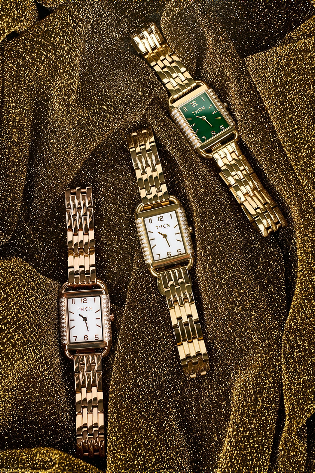THCN H· I Eggshell Green Dial Gold Bracelet Watch