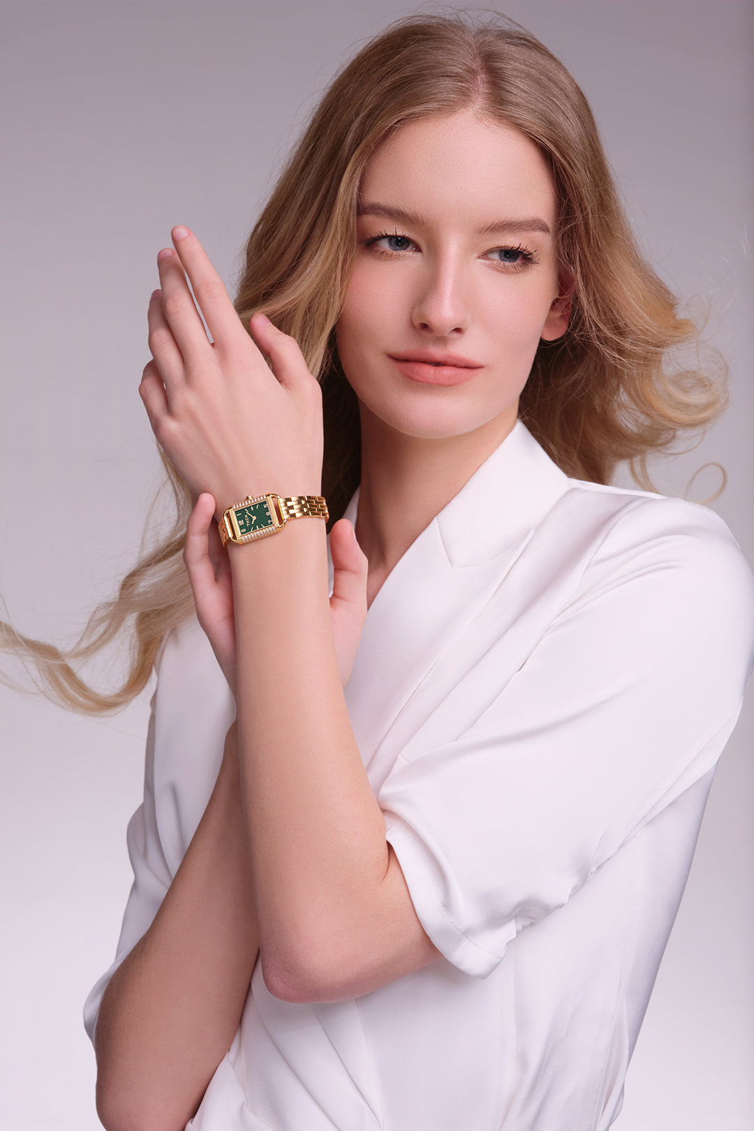 THCN H· I Eggshell Green Dial Gold Bracelet Watch