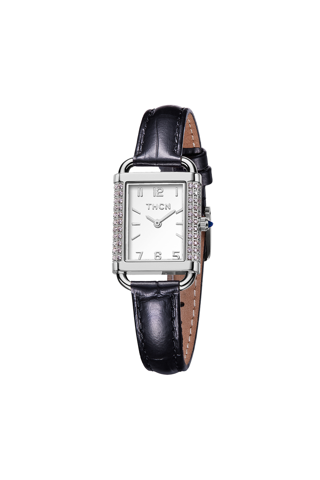 THCN H· II Eggshell White Dial Black Leather Strap Watch