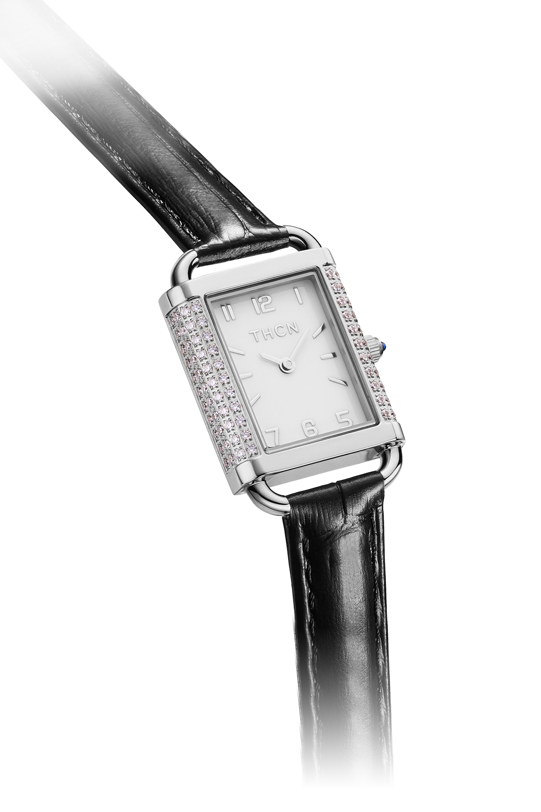 THCN H· II Eggshell White Dial Black Leather Strap Watch