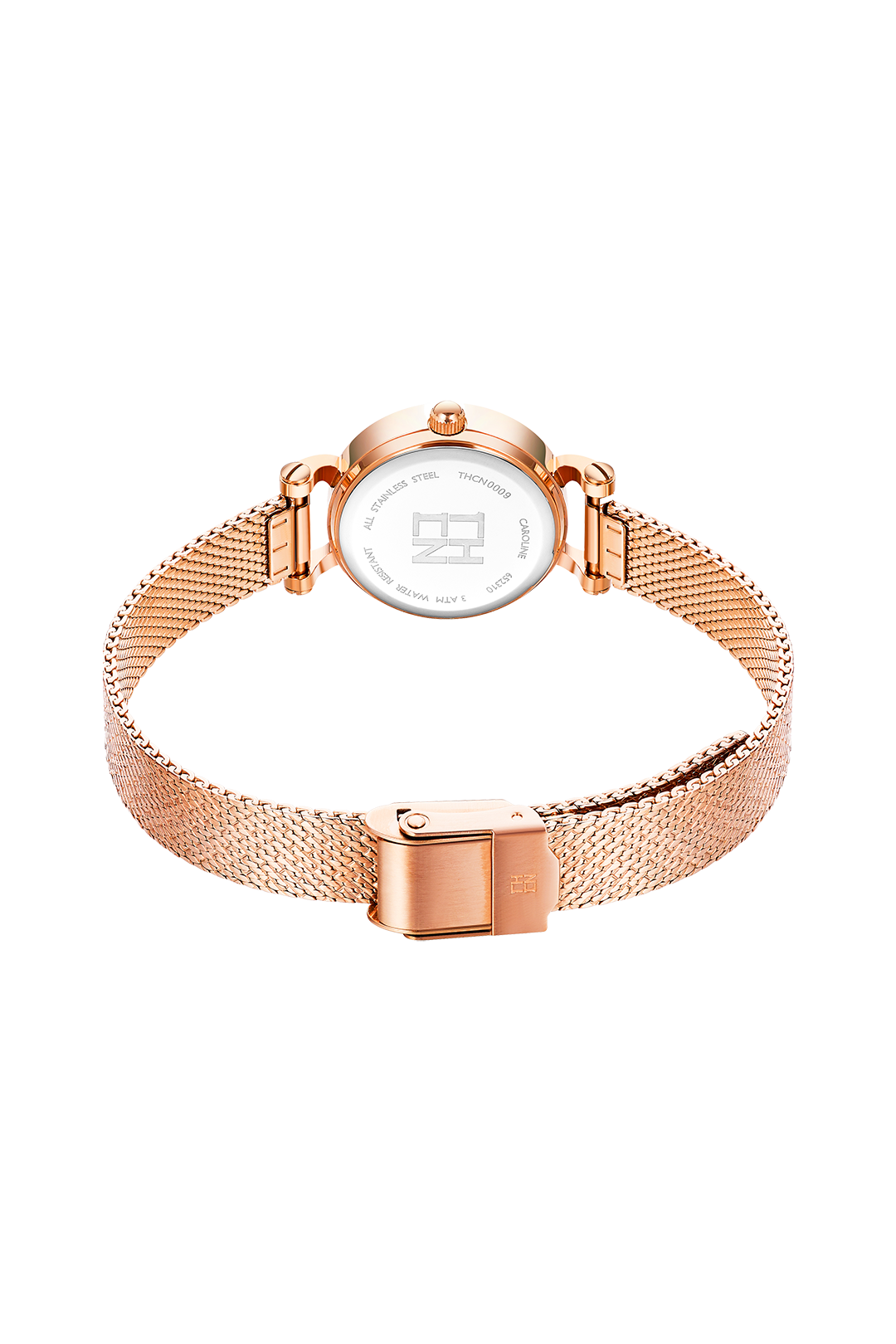 THCN C· I Eggshell White Dial Rose Gold Mesh Band Watch