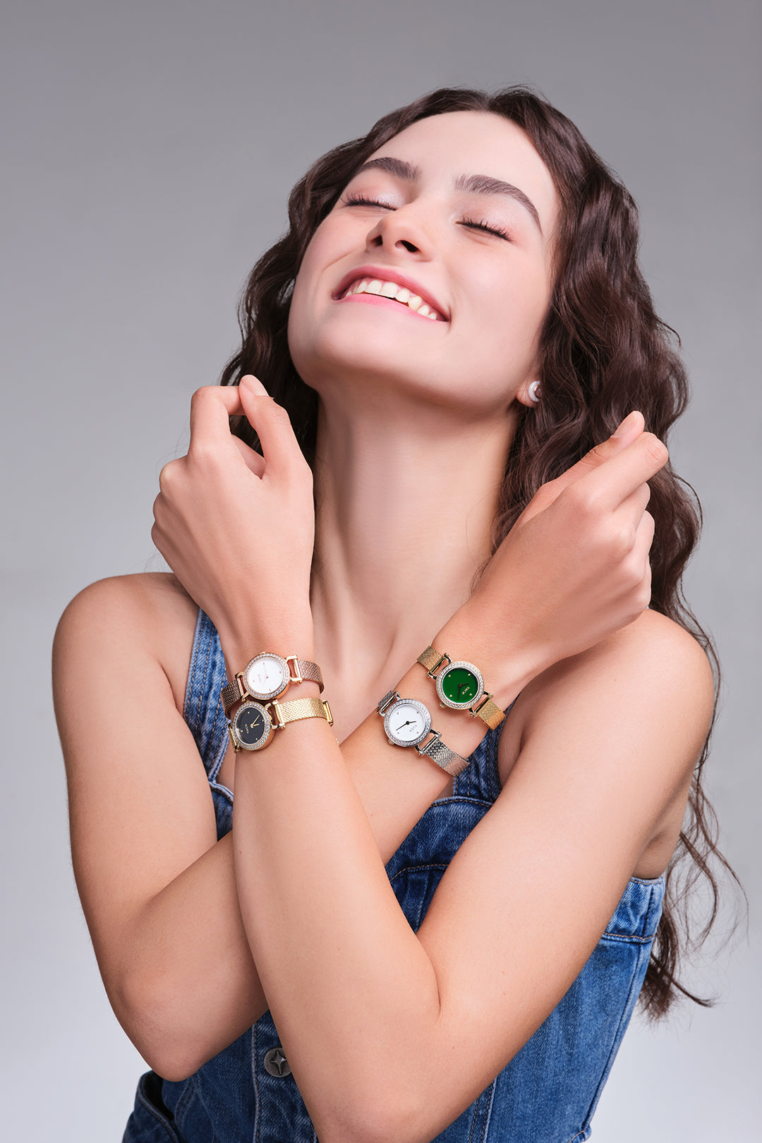 THCN C· I Eggshell White Dial Rose Gold Mesh Band Watch