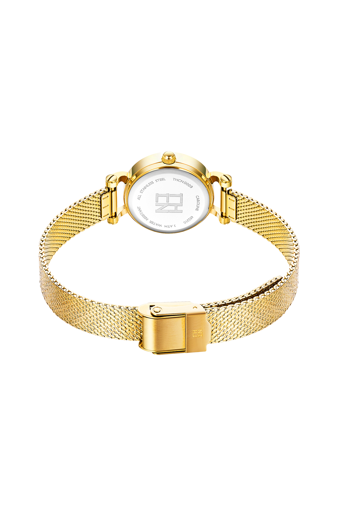 THCN C· I Reflection Black DIal Gold Mesh Band Watch