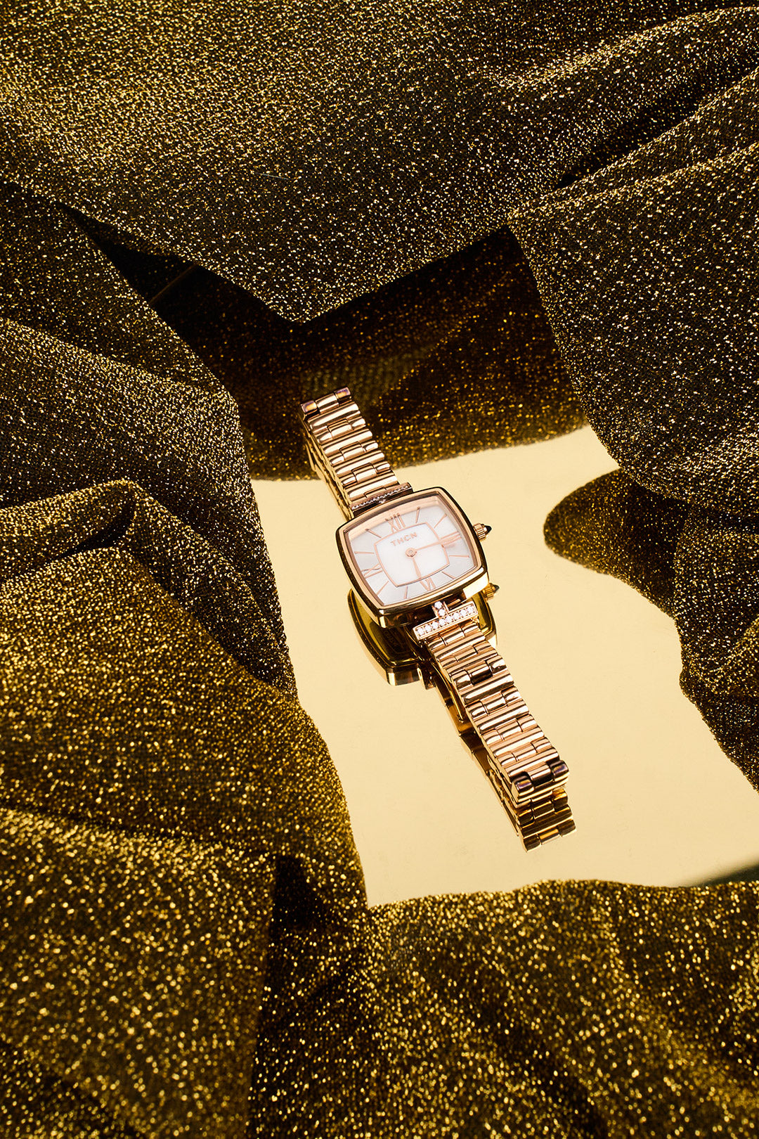 THCN T· II White Mother-of-Pearl Dial Gold Bracelet Watch