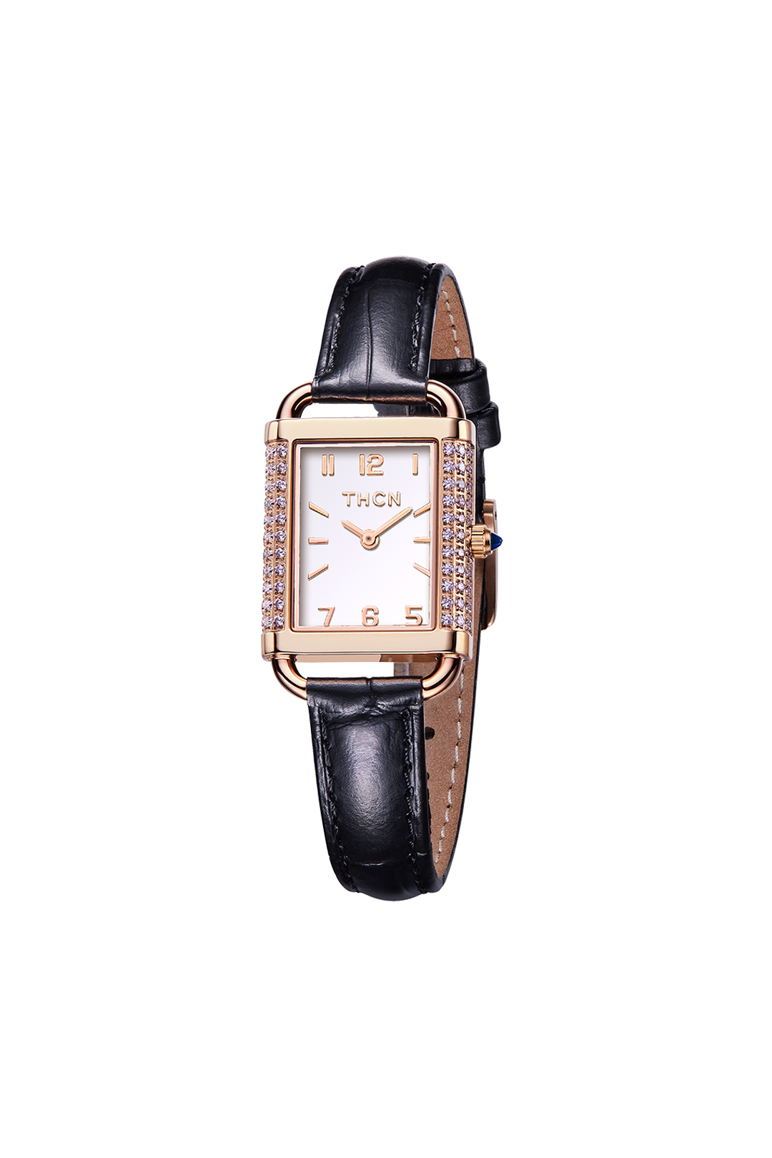 THCN H· II Eggshell White Dial Black Leather Strap Watch
