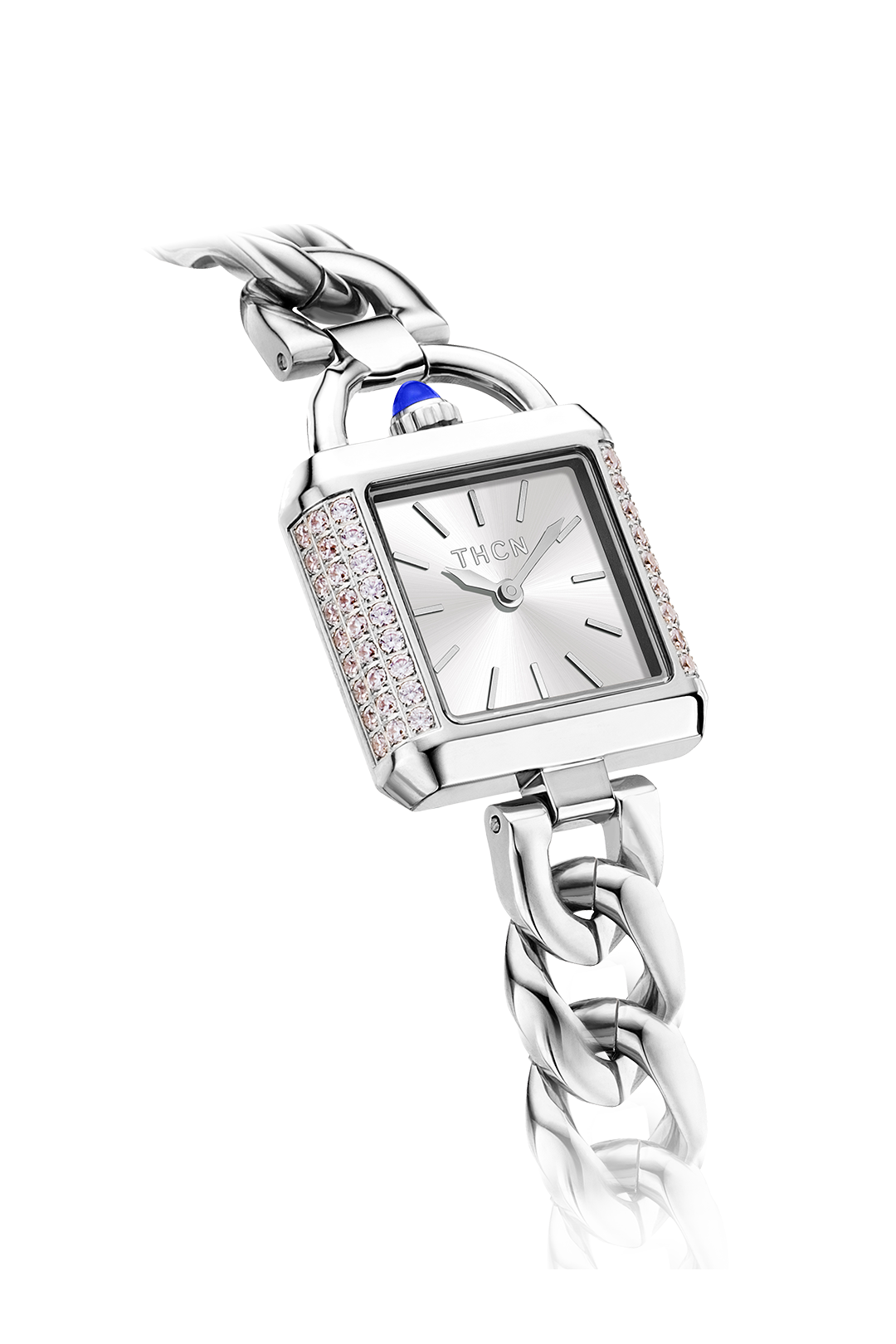 THCN C· II White Sunray· Silver Chain-Link Watch