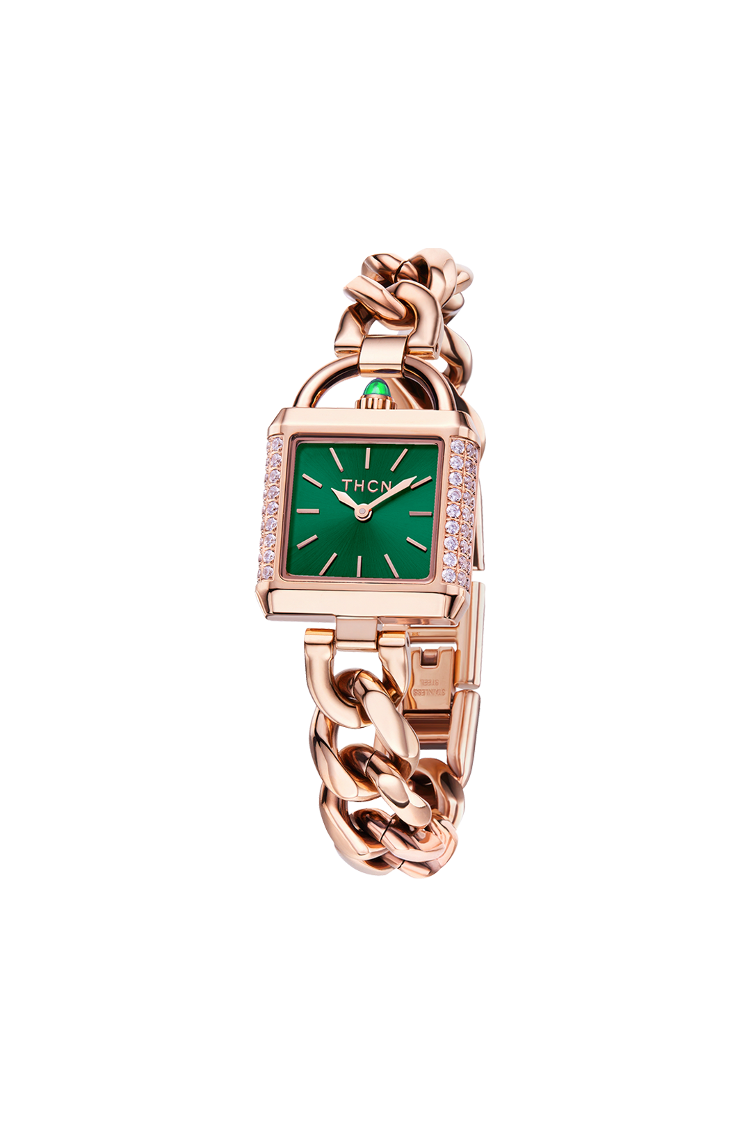 THCN C· II Green Sunray Dial Rose Gold Chain-Link Watch