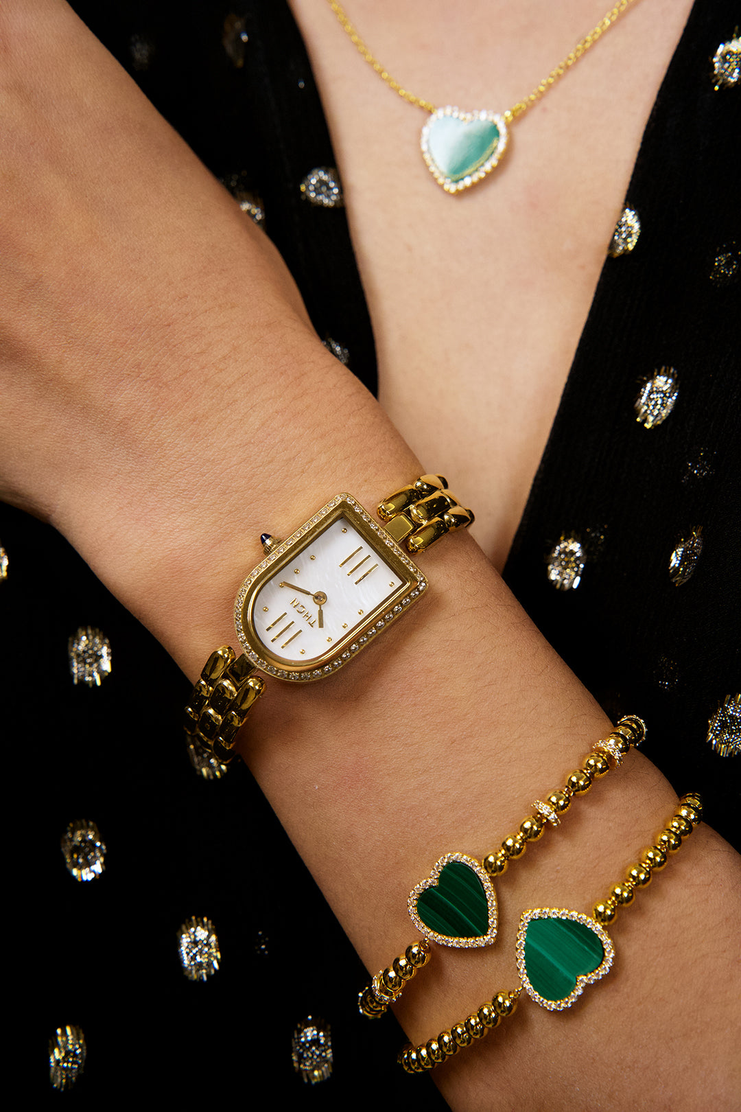 THCN N· II White Mother-of-Pearl Gold Bracelet Watch