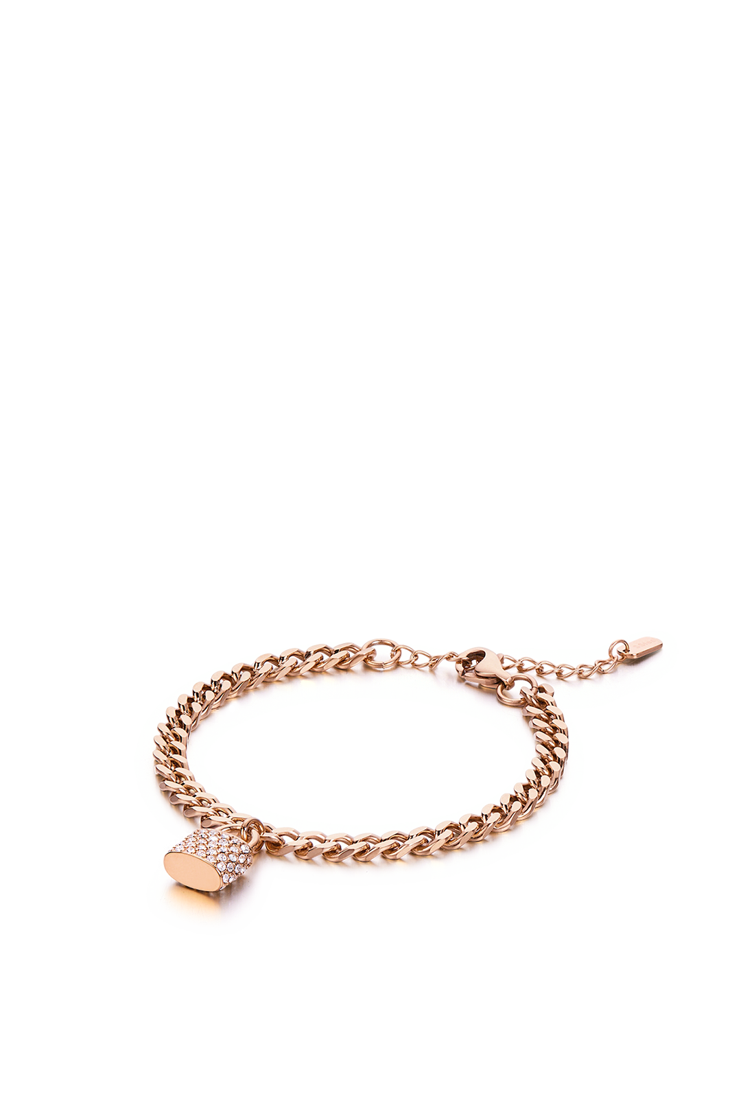Pavé Lock Chain Rose Gold Plated Stainless Steel Bracelet