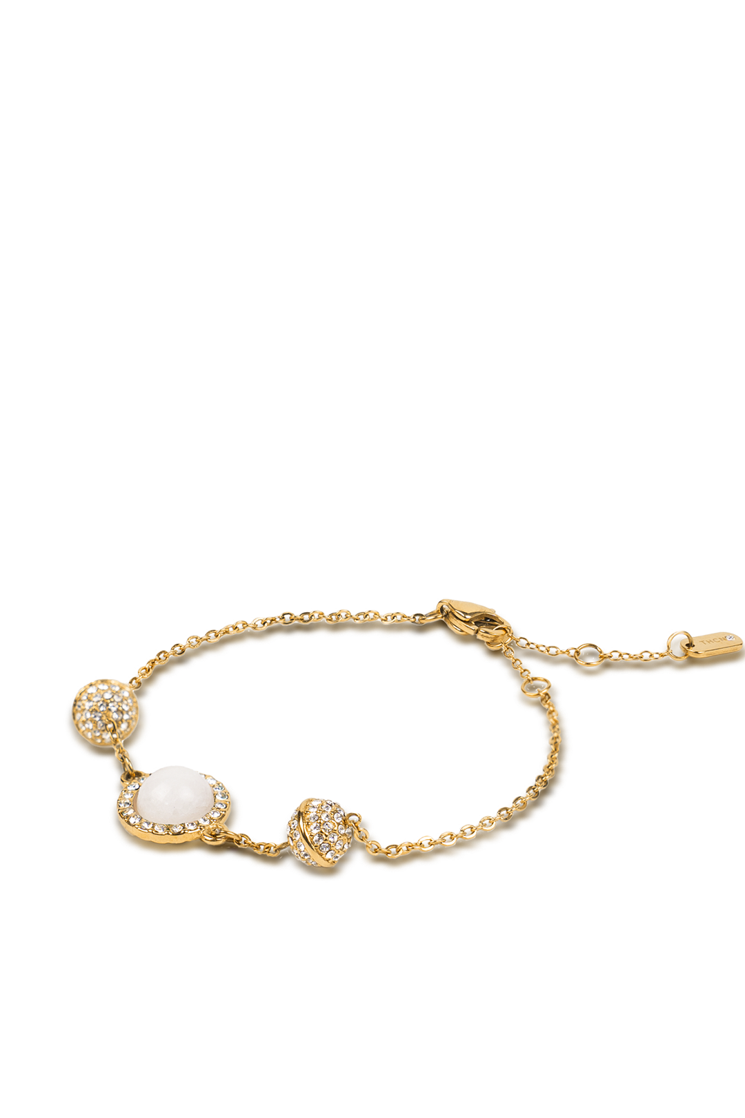 Elegant White Onyx Gold Plated Stainless Steel Bracelet