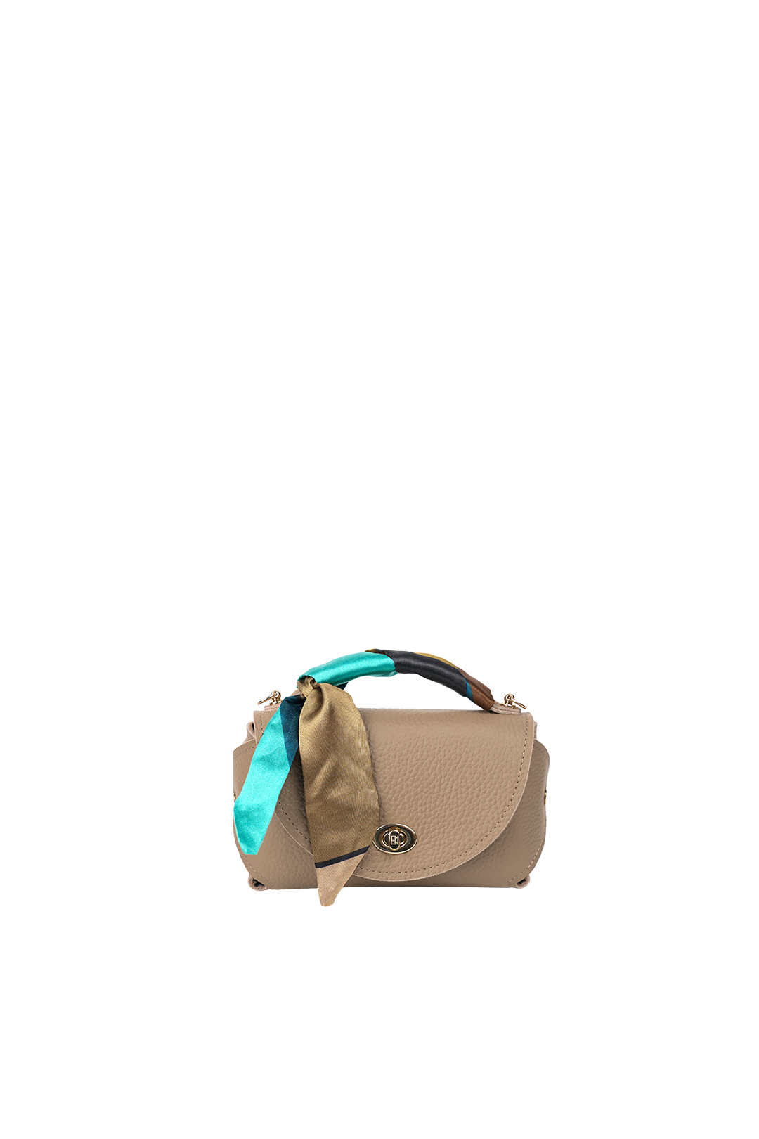 Classic M Gray Genuine Leather crossbody Bag with Scarf