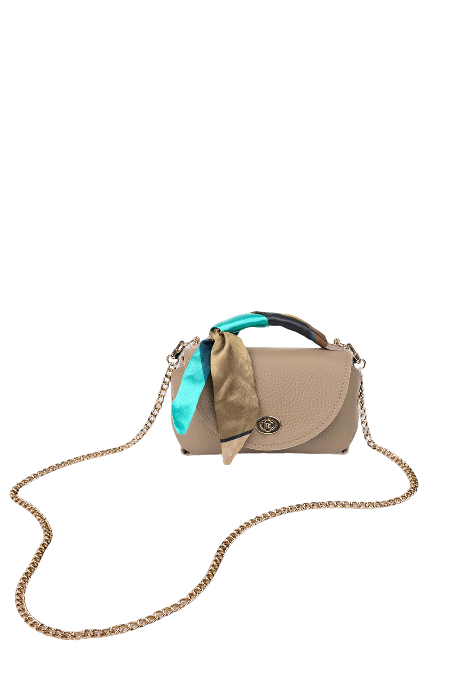 Classic M Gray Genuine Leather crossbody Bag with Scarf