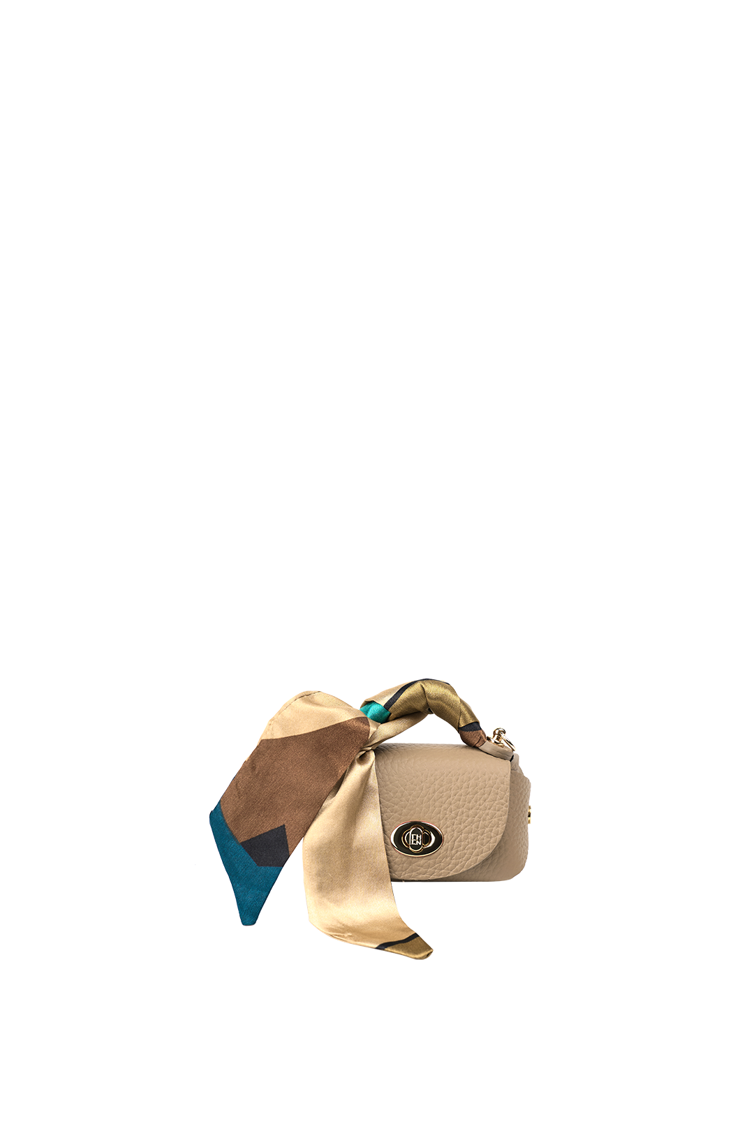 Classic Mini Gray Genuine Leather Crossbody Bag with Scarf