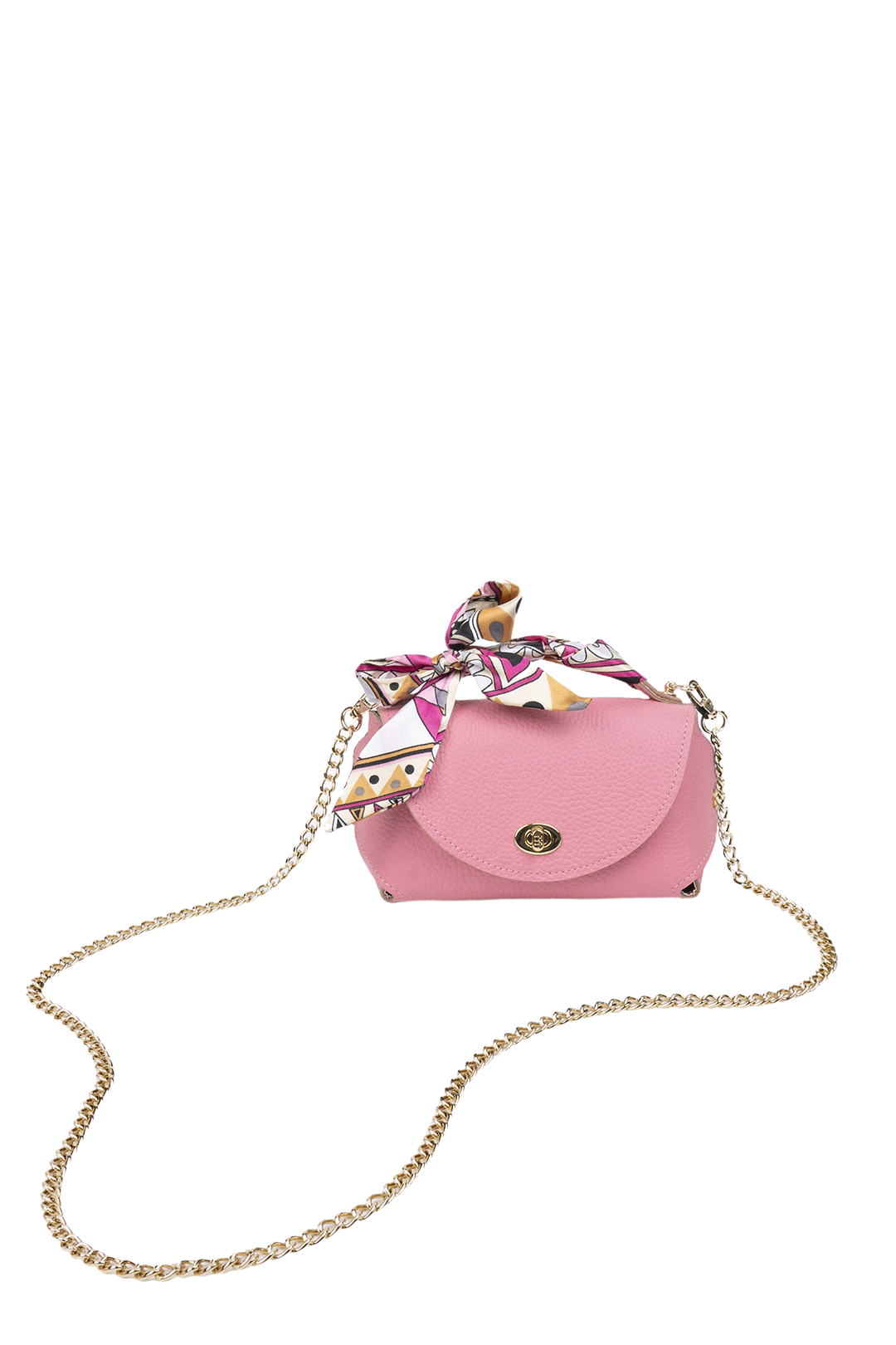 Classic M Pink Genuine Leather Crossbody Bag with Scarf
