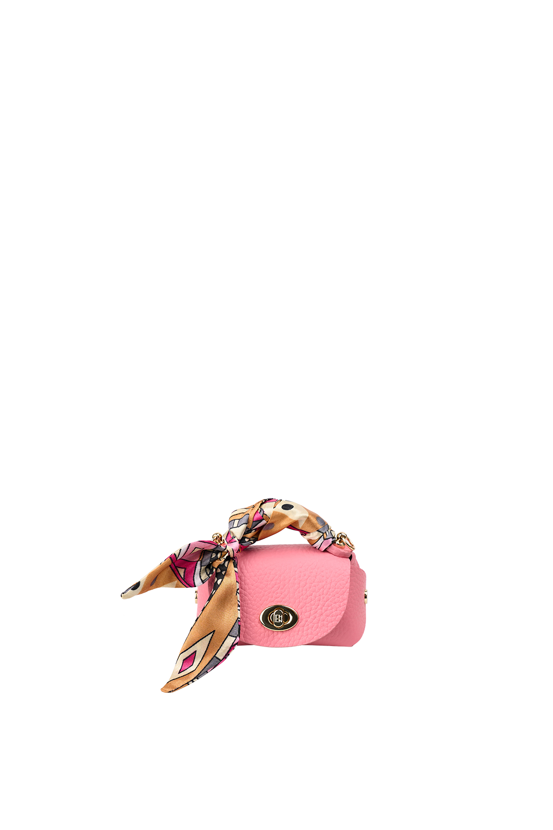 Classic Mini Pink Genuine Leather Crossbody Bag with Scarf