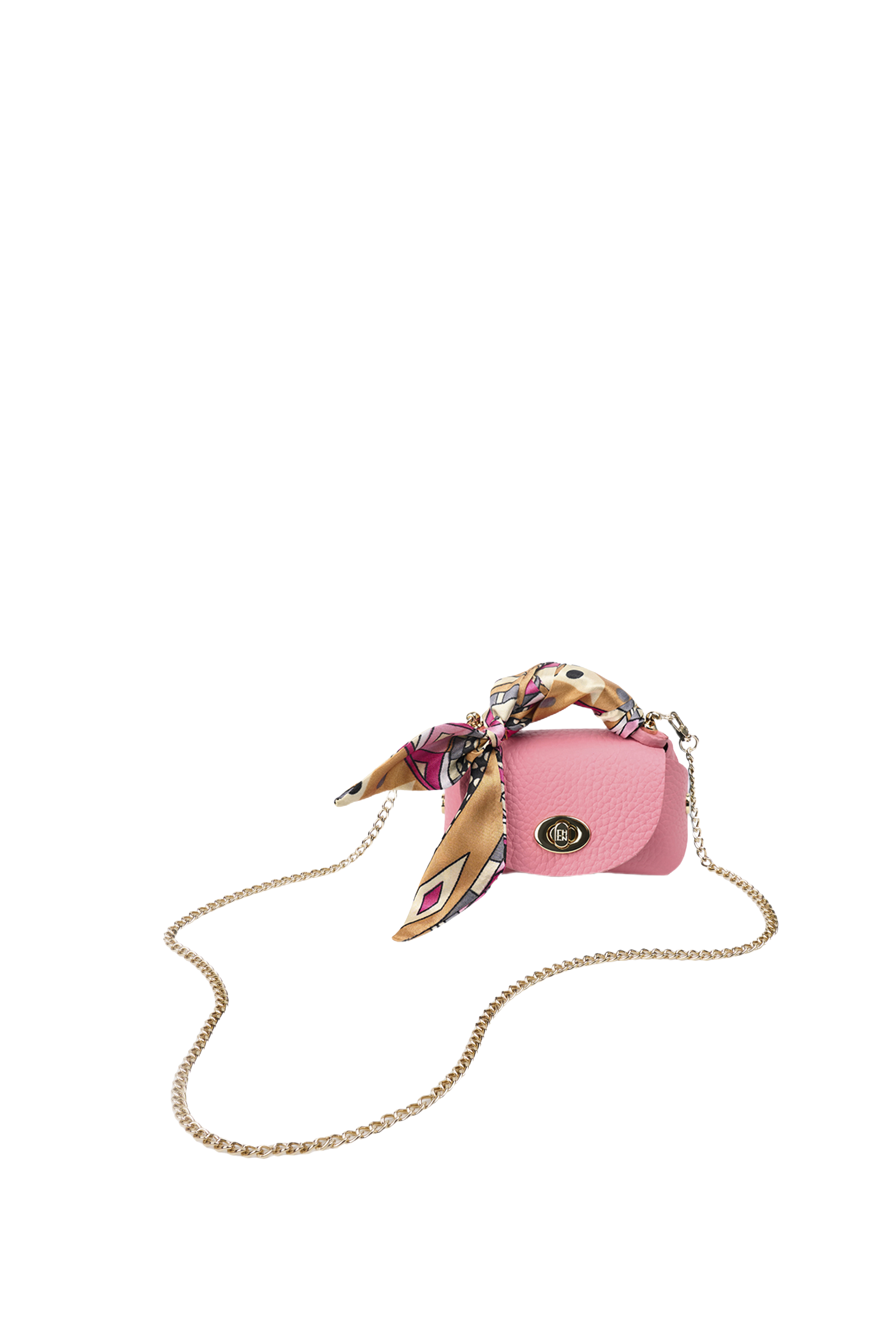 Classic Mini Pink Genuine Leather Crossbody Bag with Scarf