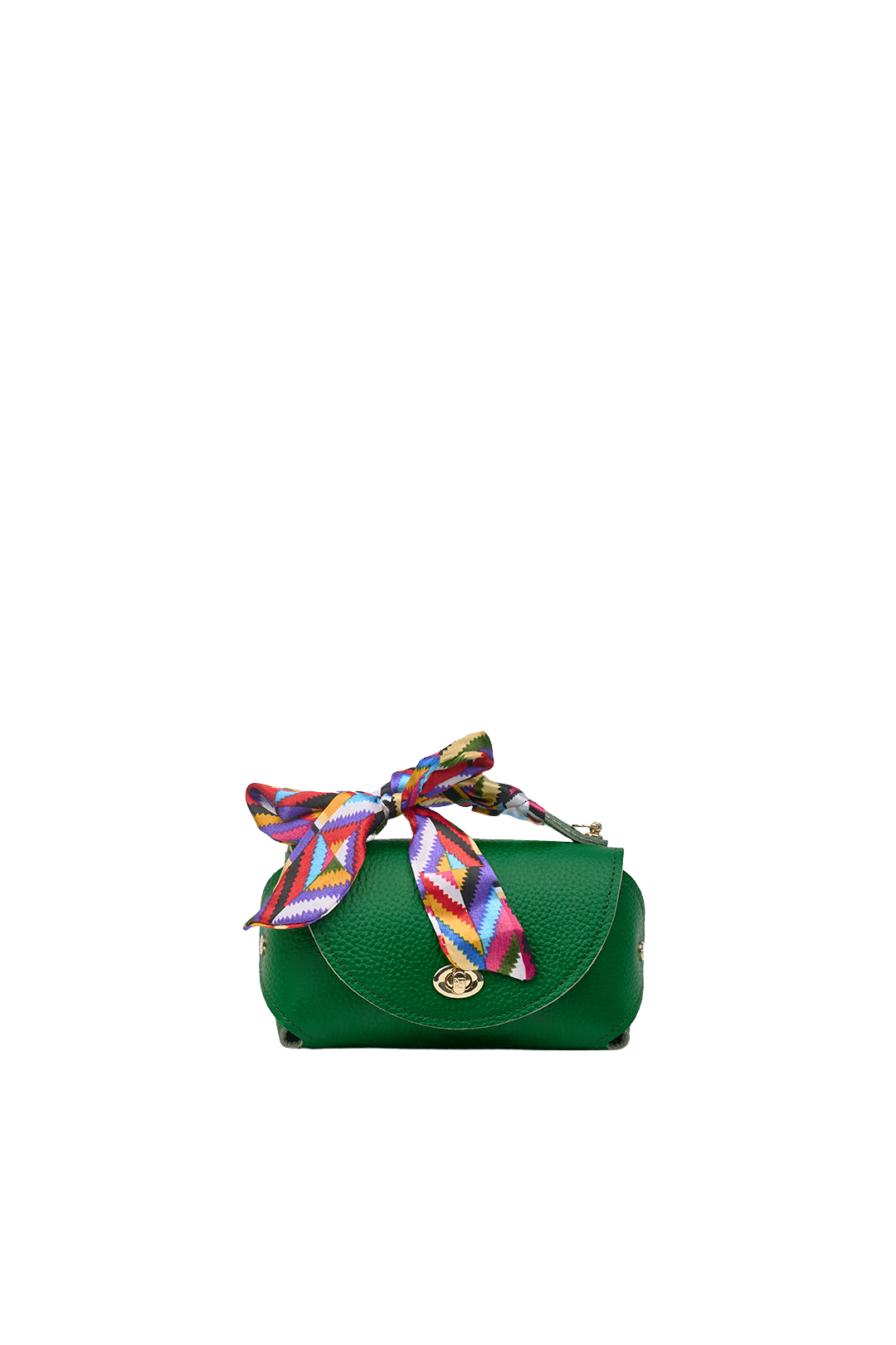 Classic M Green Genuine Leather Crossbody Bag with Scarf