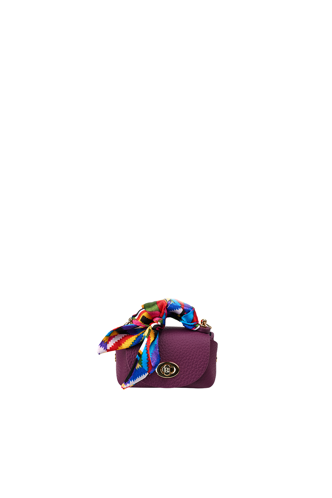 Classic Mini Purple Genuine Leather Crossbody Bag with Scarf