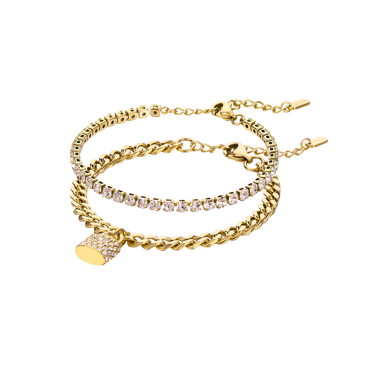 THCN Ladies Gold Watch & White Onyx Bracelets Gift Set (One Watch & Three Free Bracelets)