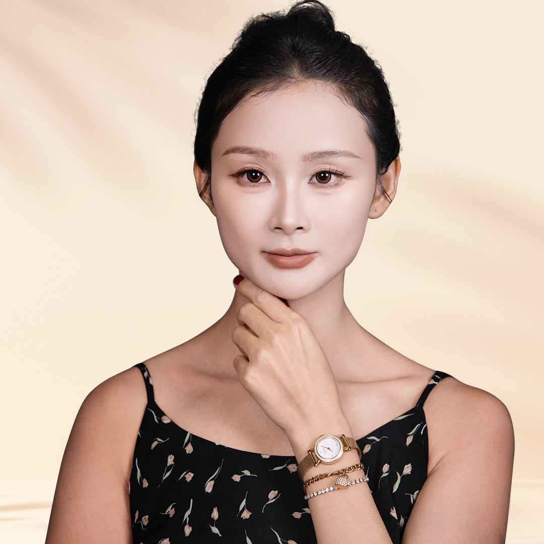 THCN Ladies Rosegold Watch & Bracelets Gift Set (One Watch & Two Free Bracelets)