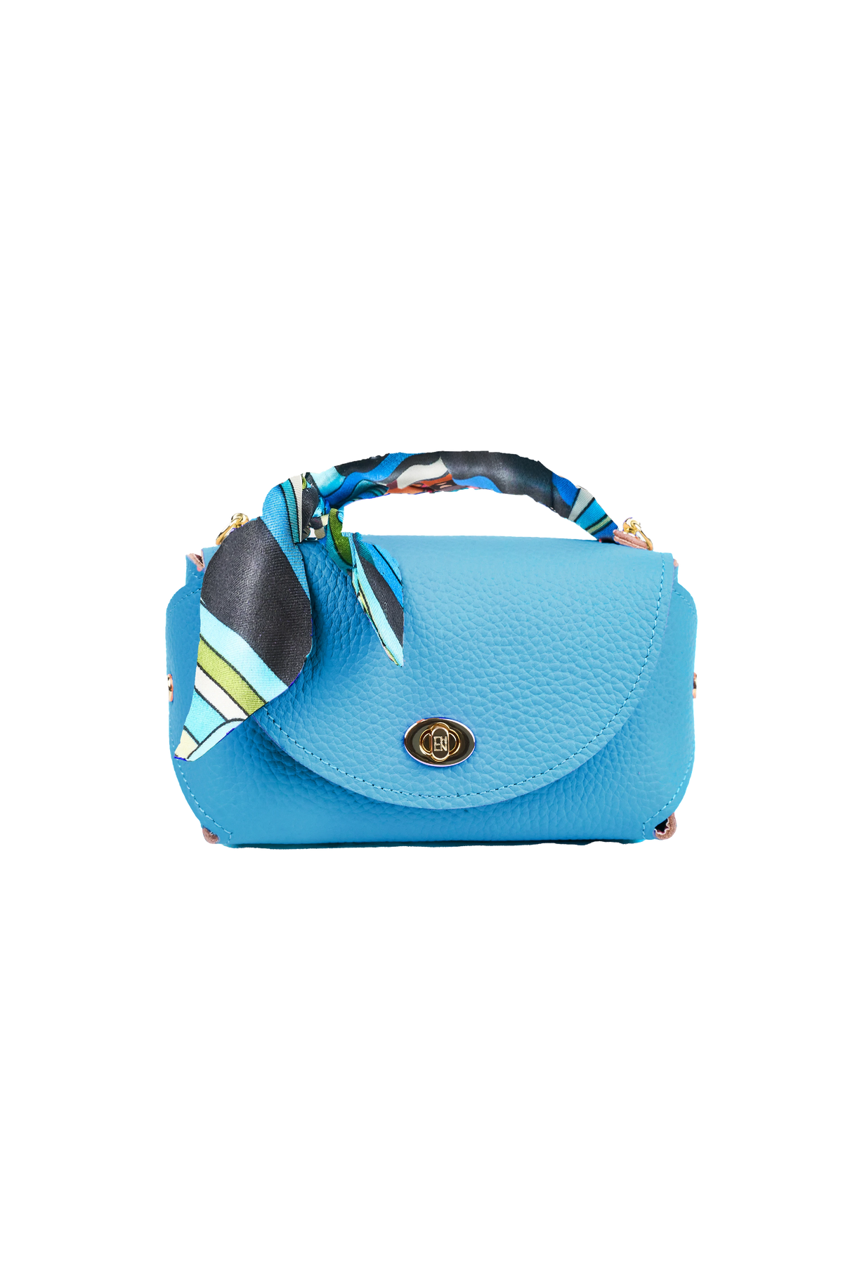 Round Blue Dial Silver Link Watch Bracelet & Blue Bag Set