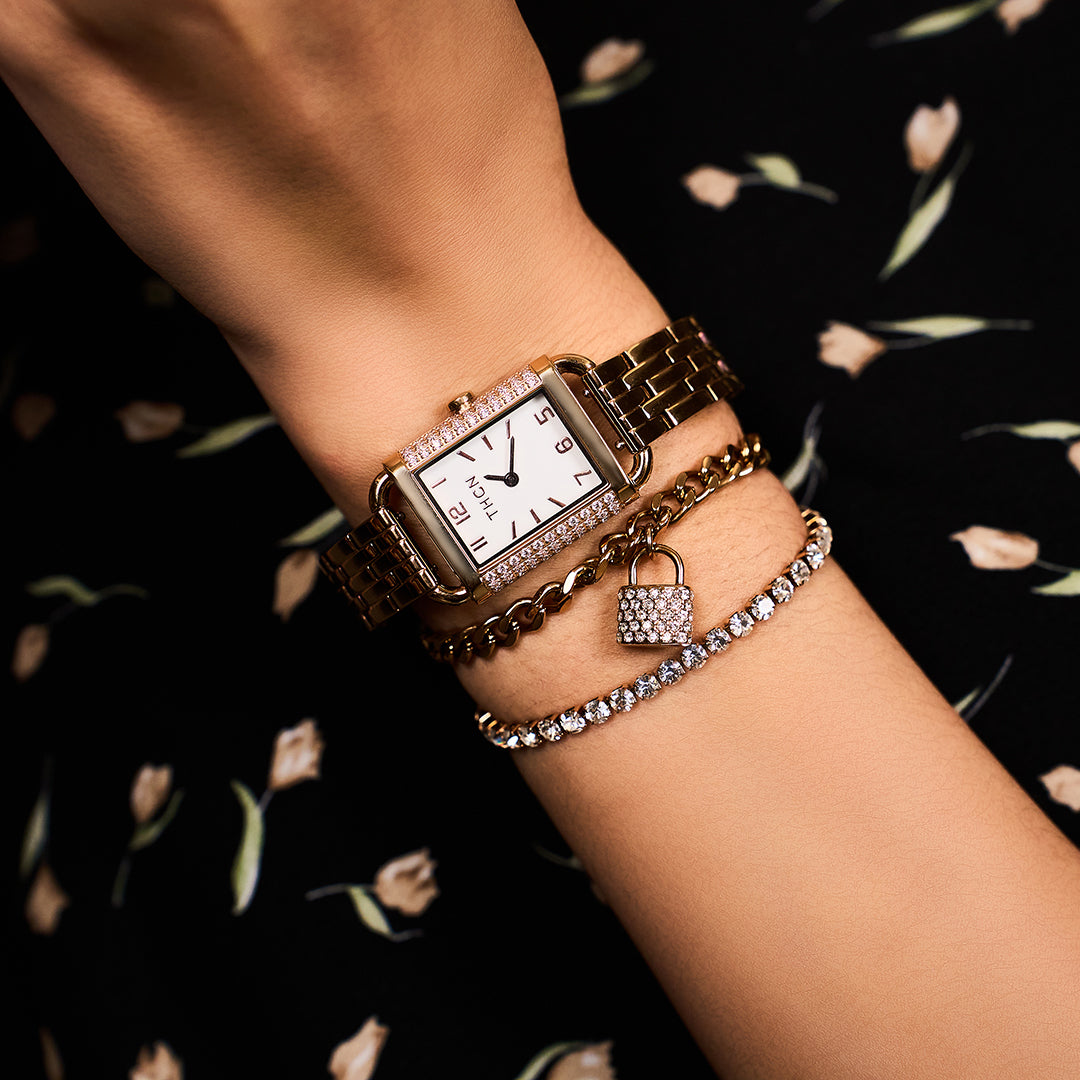 THCN Ladies Rosegold Watch & Bracelets Gift Set (One Watch & Two Free Bracelets)