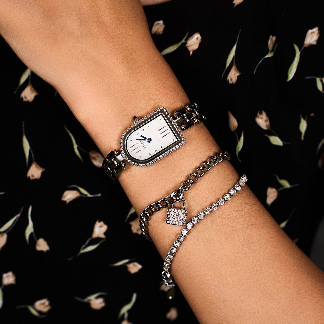 THCN Ladies Silver Watch & Bracelets Gift Set (One Watch & Two Free Bracelets)