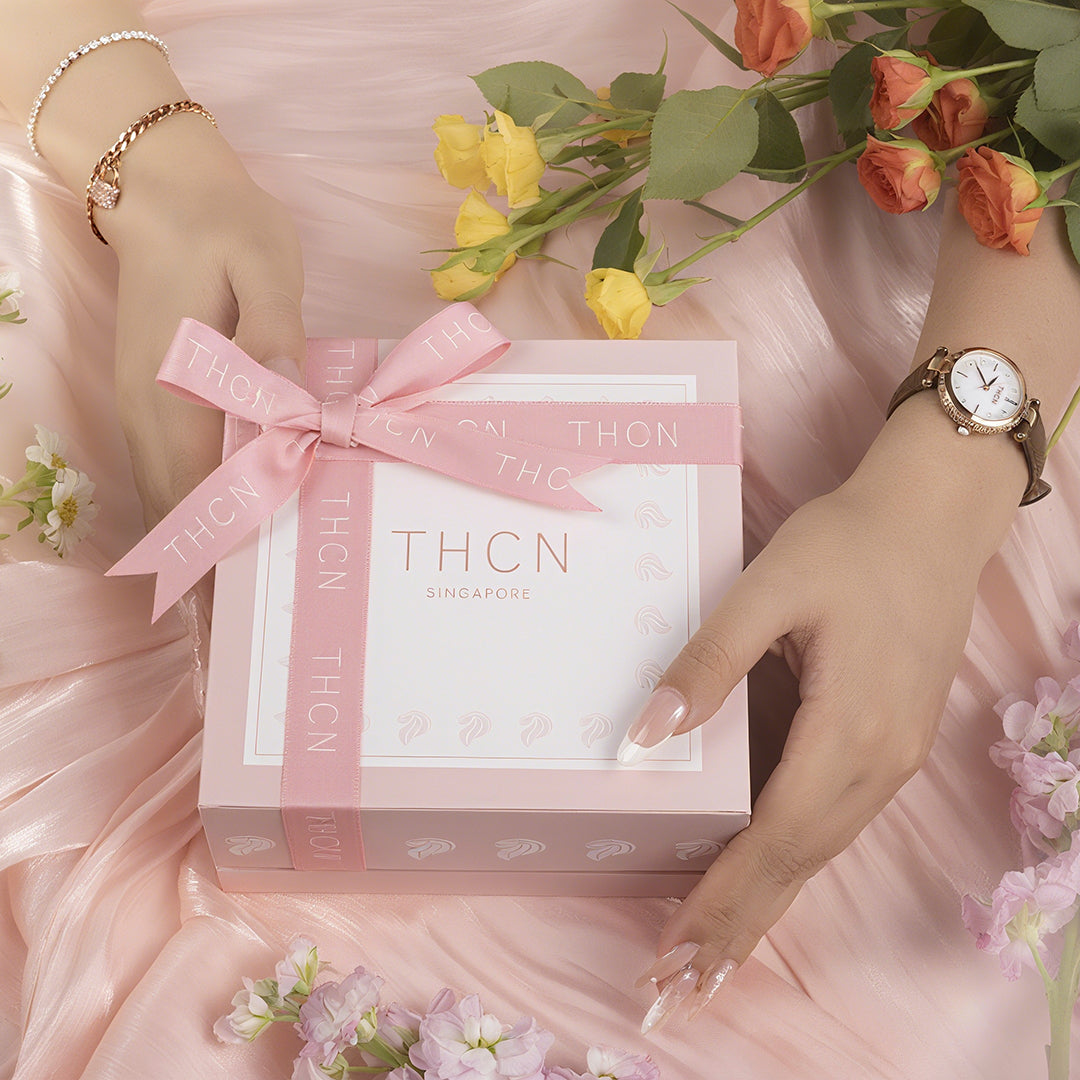 THCN Ladies Brown Leather Watch & Rosegold Bracelets Gift Set
