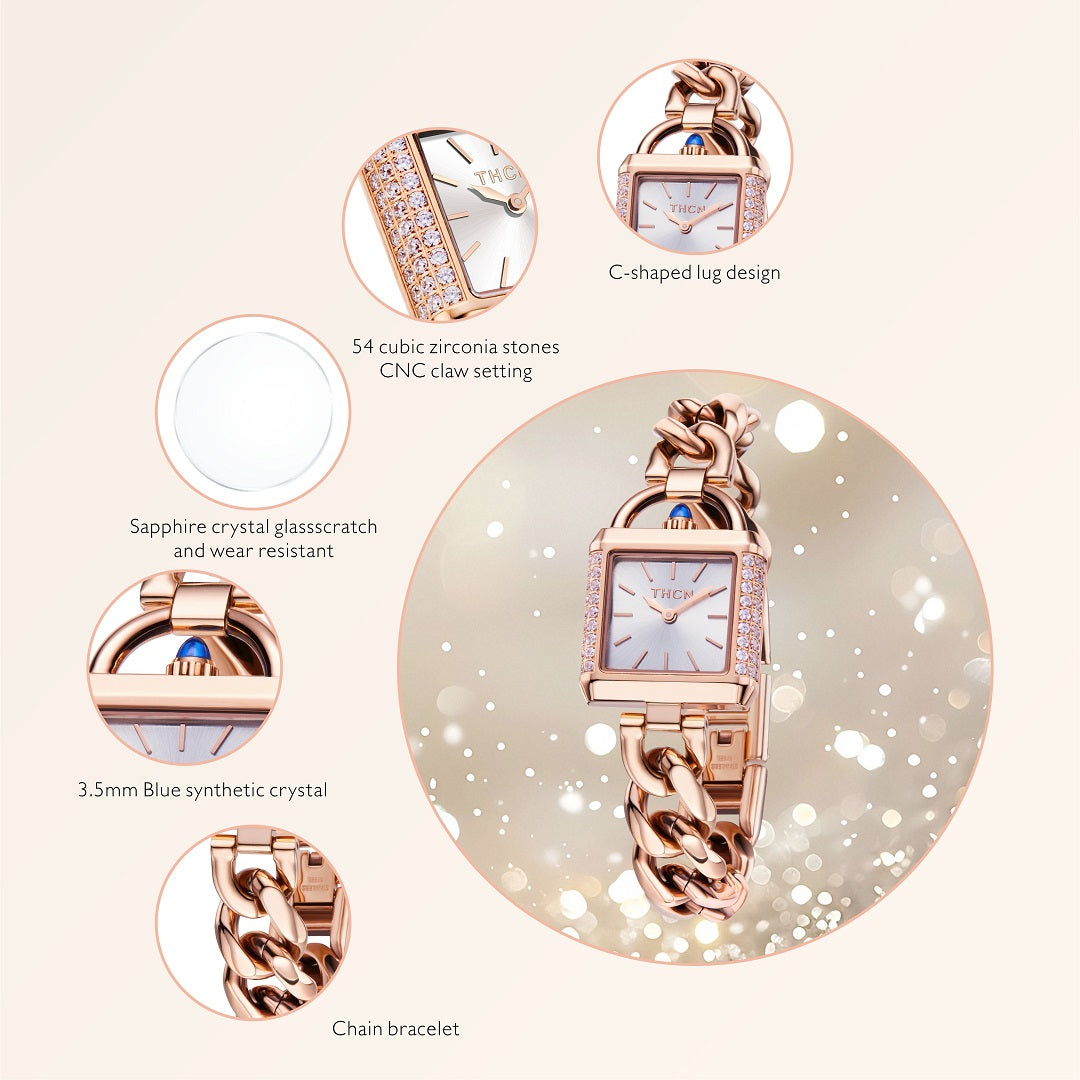 LLOYD☆Heart Bracelet Rose Gold l Watch★2way★ THCN CAROLINE II - Rose Gold Chain Bracelet Women's Watch
