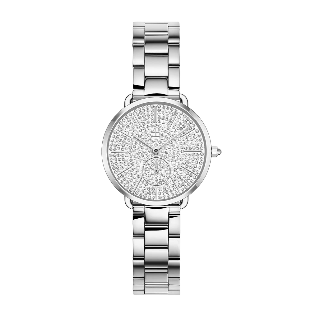 Lucky Star 28mm White Crystal Dial Silver Bracelet Watch - 4B2716 - front - Black By Blue Brave
