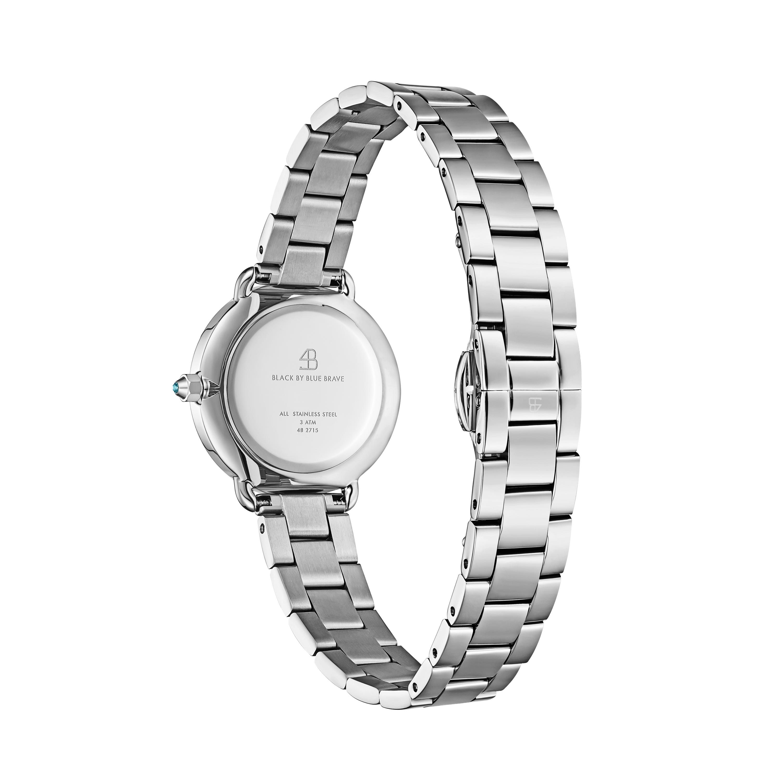 Lucky Star 28mm Blue Crystal Dial Silver Bracelet Watch - 4B2717 - Back side - Black By Blue Brave
