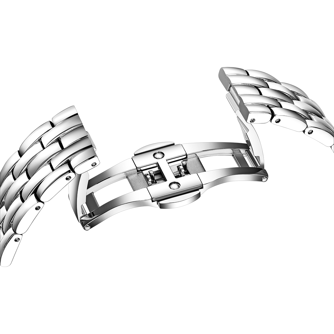 Monica 27*42mm White Guilloche Dial Genuine Diamonds Silver Bracelet Watch - 4B1271 - Bracelet buckle - Black By Blue Brave