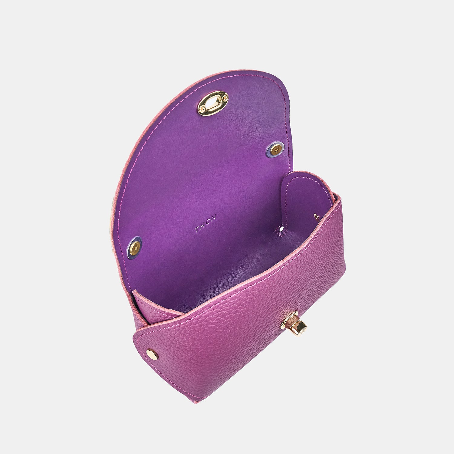 Everly M Genuine Pebble Purple Leather Saddle Bag and Scarf