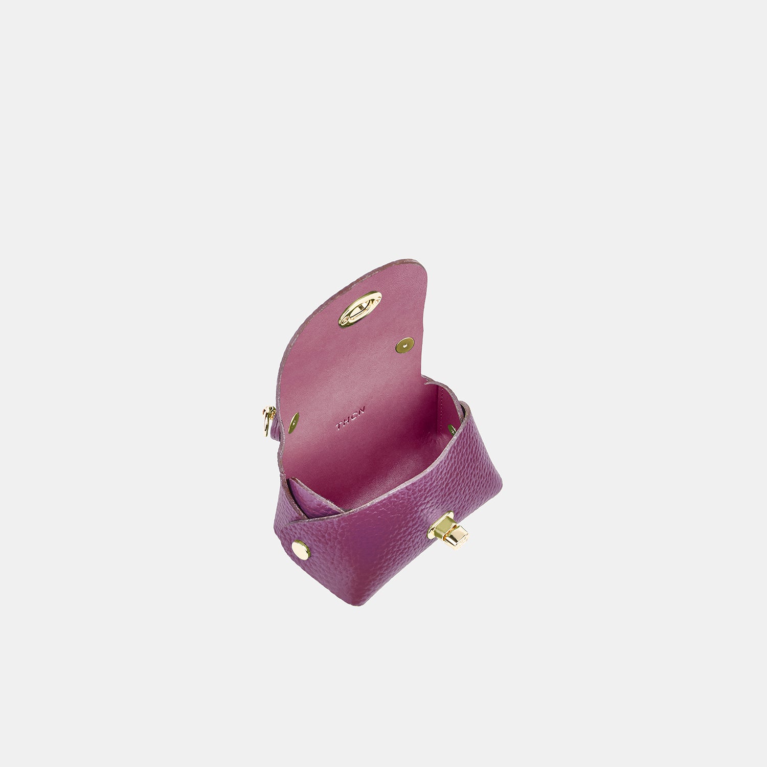 Everly Mini Genuine Pebble Purple Leather Flap Bag and Scarf