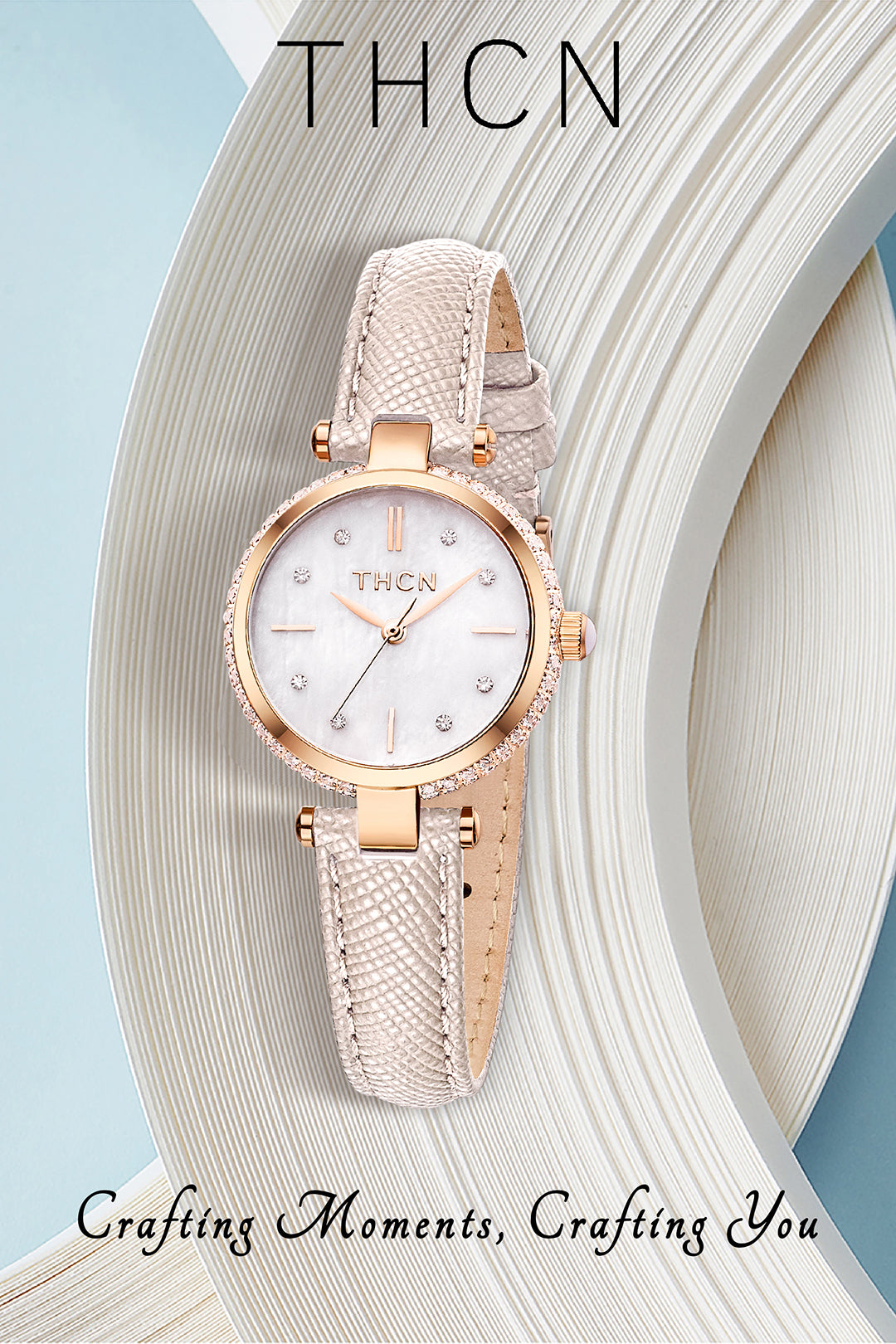 THCN T· I Mother-of-Pearl Dial Ivory Leather Strap Watch