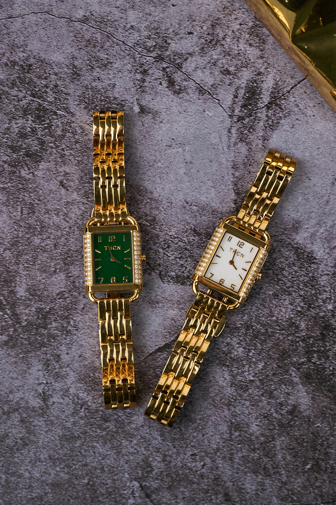 THCN H· I Eggshell Green Dial Gold Bracelet Watch