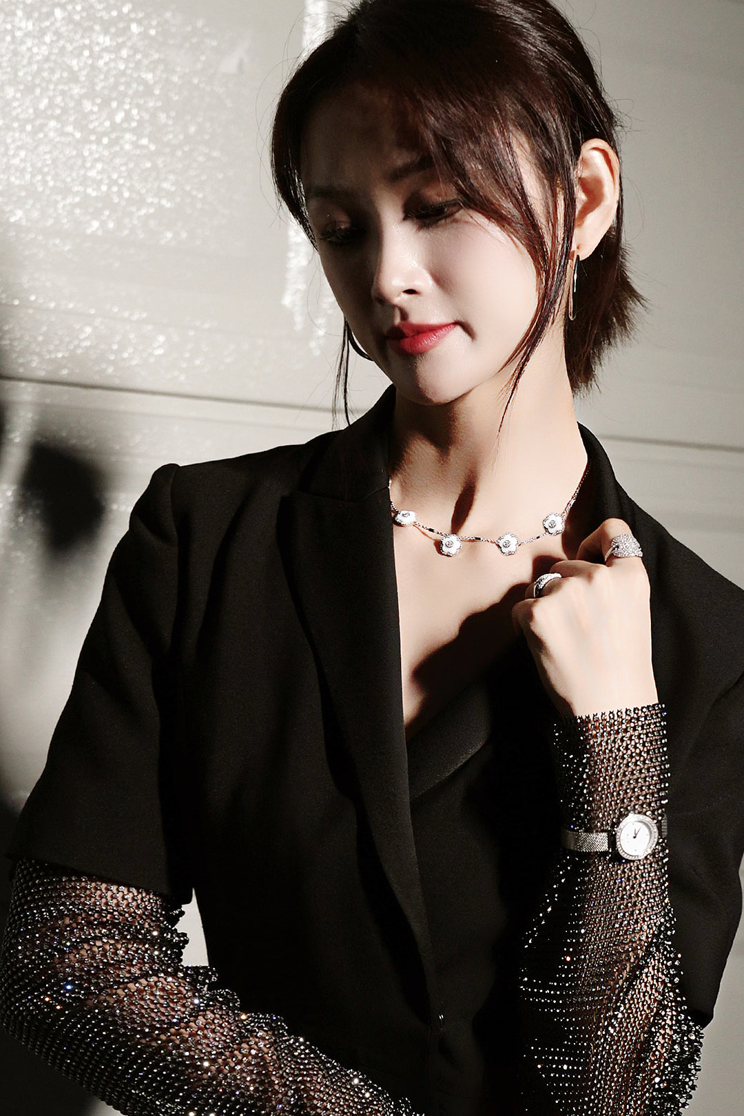 THCN C· I Eggshell White Dial Silver Mesh Band Watch