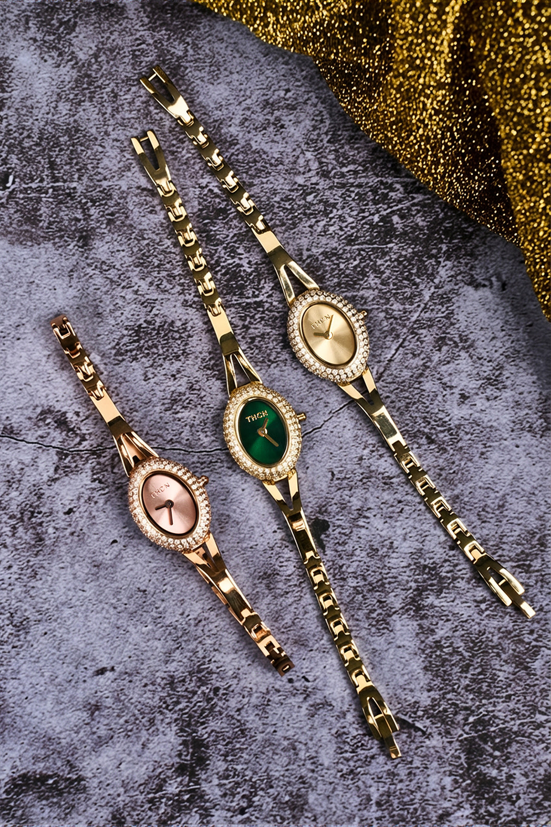 THCN N· I Mini Rose Gold Sunray Dial Jewelry Watch