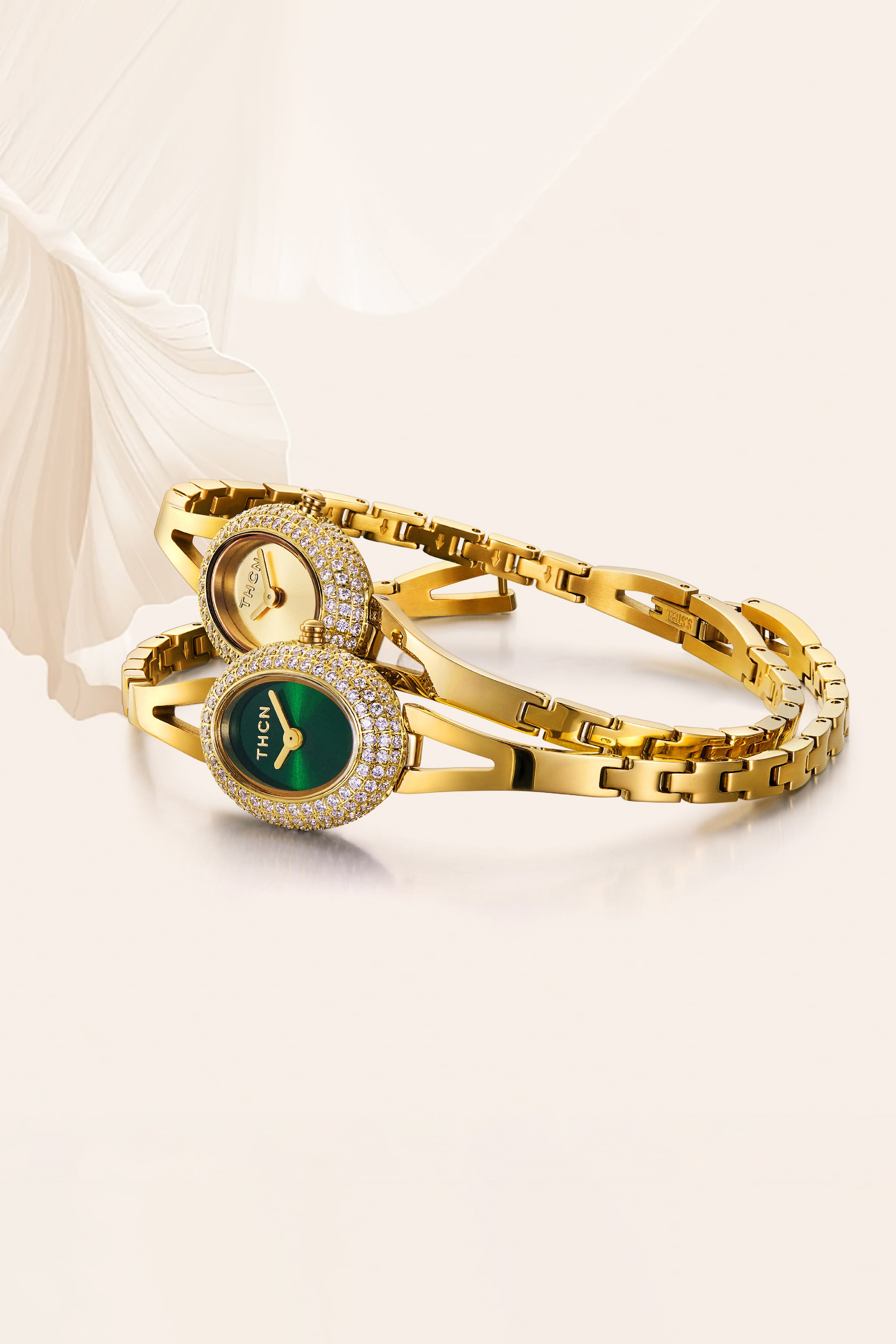THCN N· I Mini Green Sunray Dial Gold Jewelry Watch