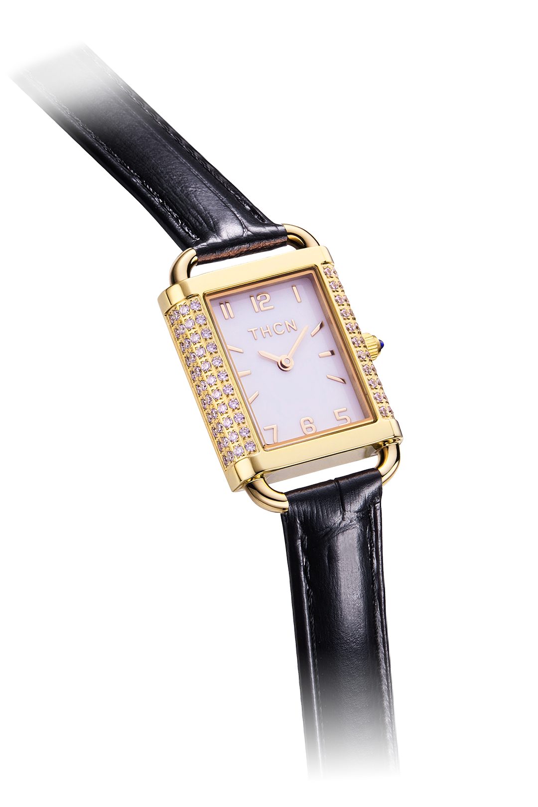 THCN H· II  Eggshell White Dial Black Leather Strap Watch