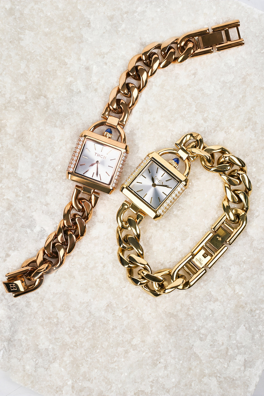 THCN C· II White Sunray Dial Rose Gold Chain-Link Watch