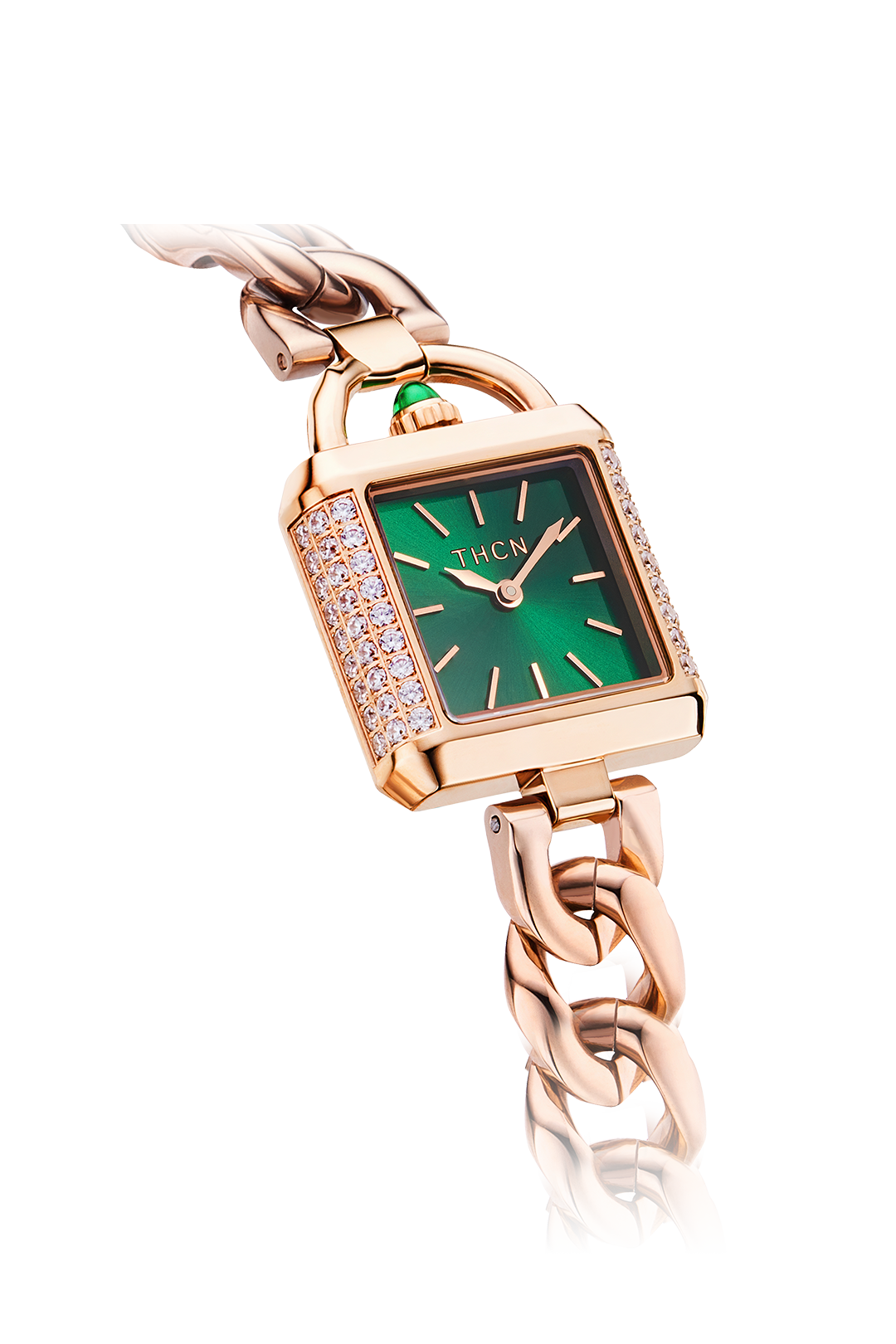 THCN C· II Green Sunray Dial Rose Gold Chain-Link Watch